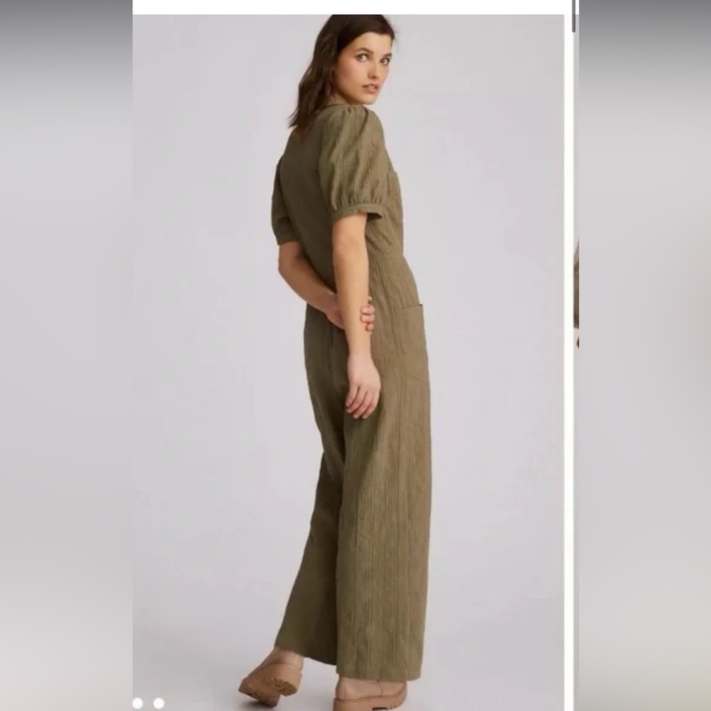 ▶️ The Odells x Anthropologie ◀️ Army Green Textured Utility Jumpsuit Size 6 - Picture 3 of 17
